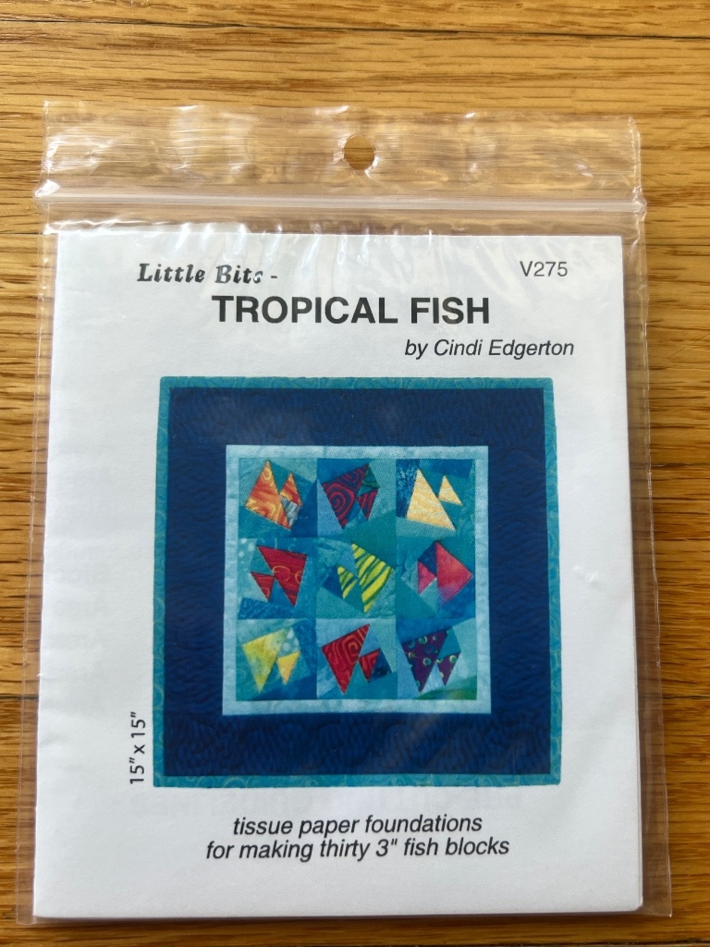 Tropical Fish Pieced Quilt Block Sewing Pattern Tissue Paper Foundation Method